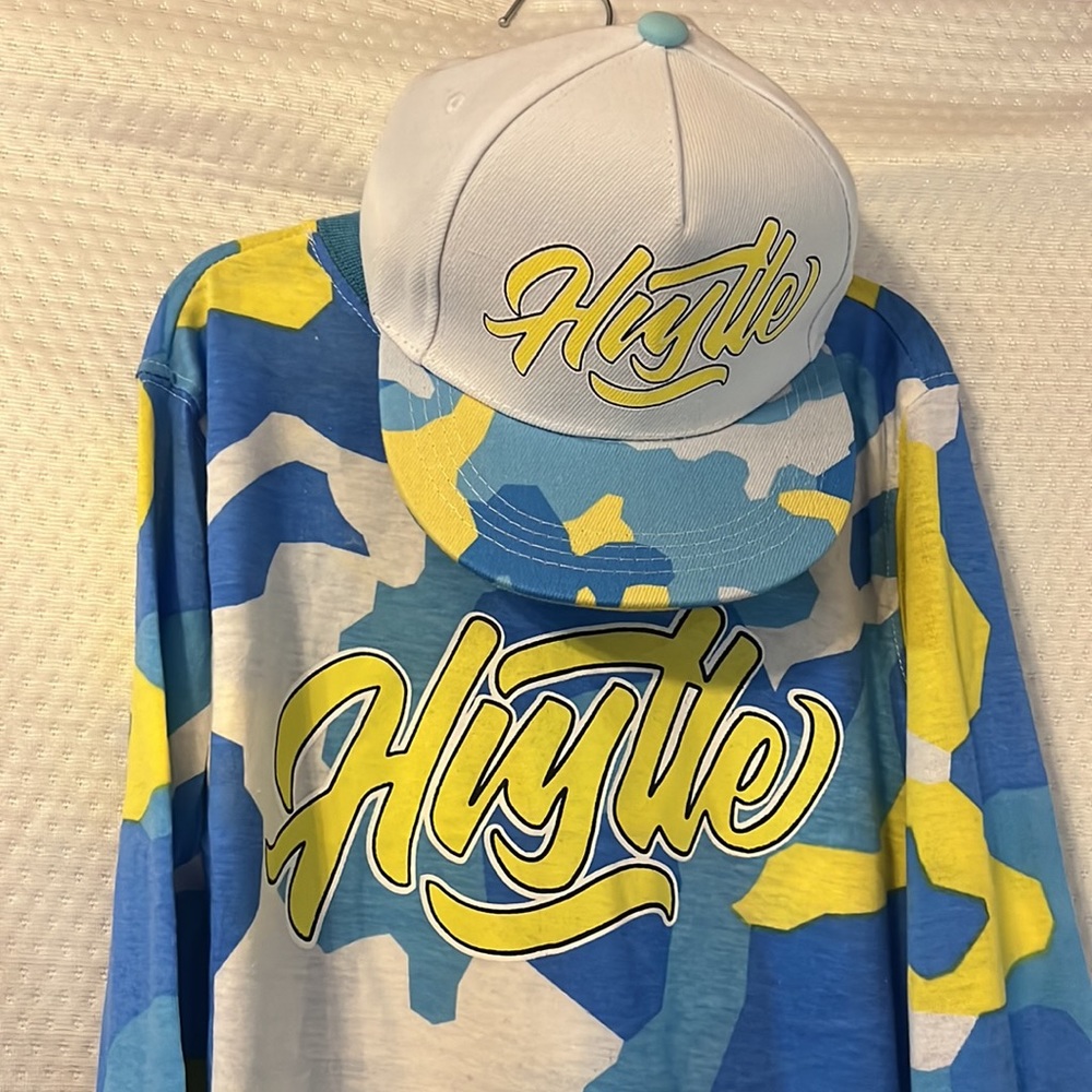 Long sleeve “hustle” snapback and long sleeve size 6 brand new